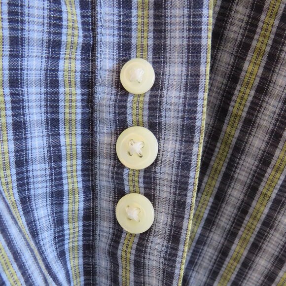 Covington* Men's Short Sleeve Button Down Curved Hem Pocket Plaid Shirt~ Large‎ - Picture 10 of 11